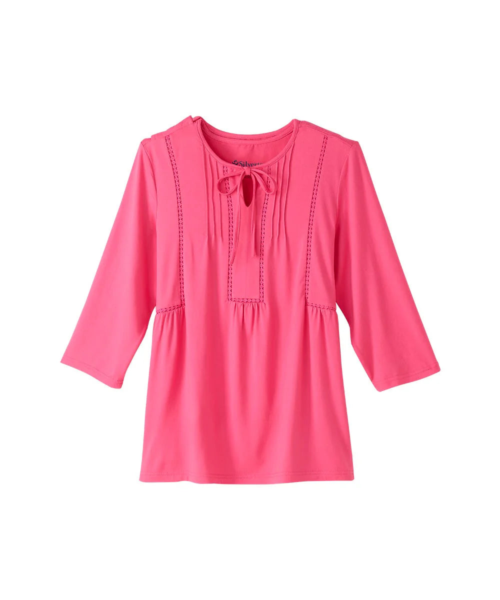 Women's Neck Tie Top with Back Overlap front