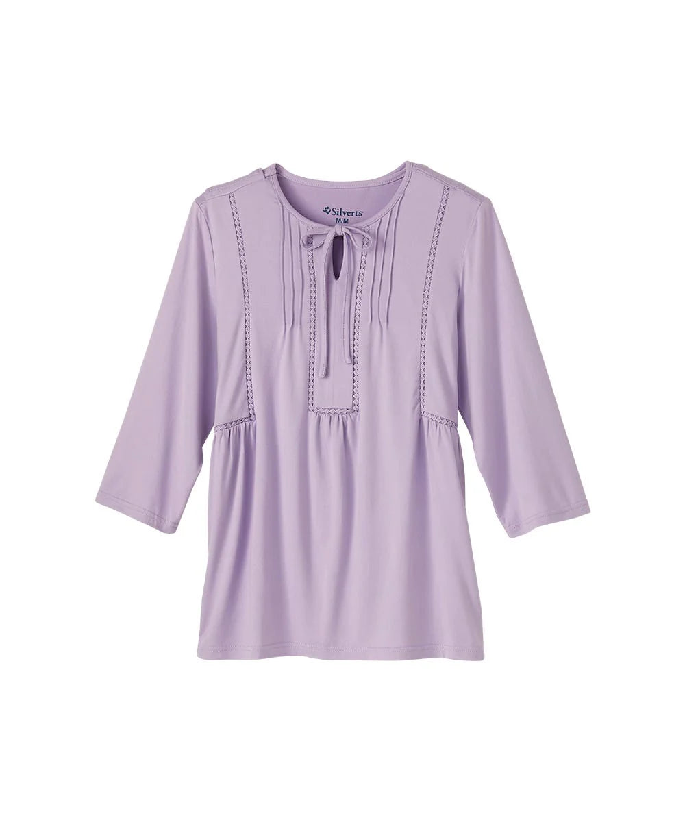 Women's Neck Tie Top with Back Overlap front