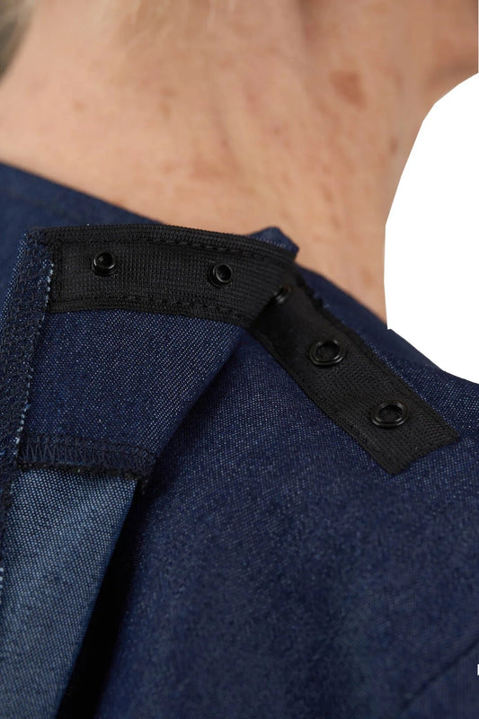 Women’s Adaptive Open-Back Denim Dress | Easy-Dress Snap Closure Dress