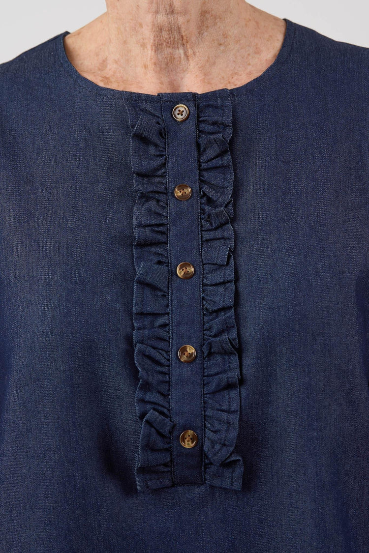 Women’s Adaptive Open-Back Denim Dress | Easy-Dress Snap Closure Dress