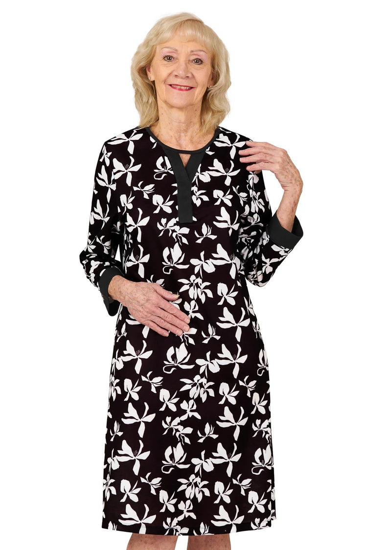 Women’s Adaptive Open-Back Soft Knit Dress | Easy-Dress Snap Closure Dress