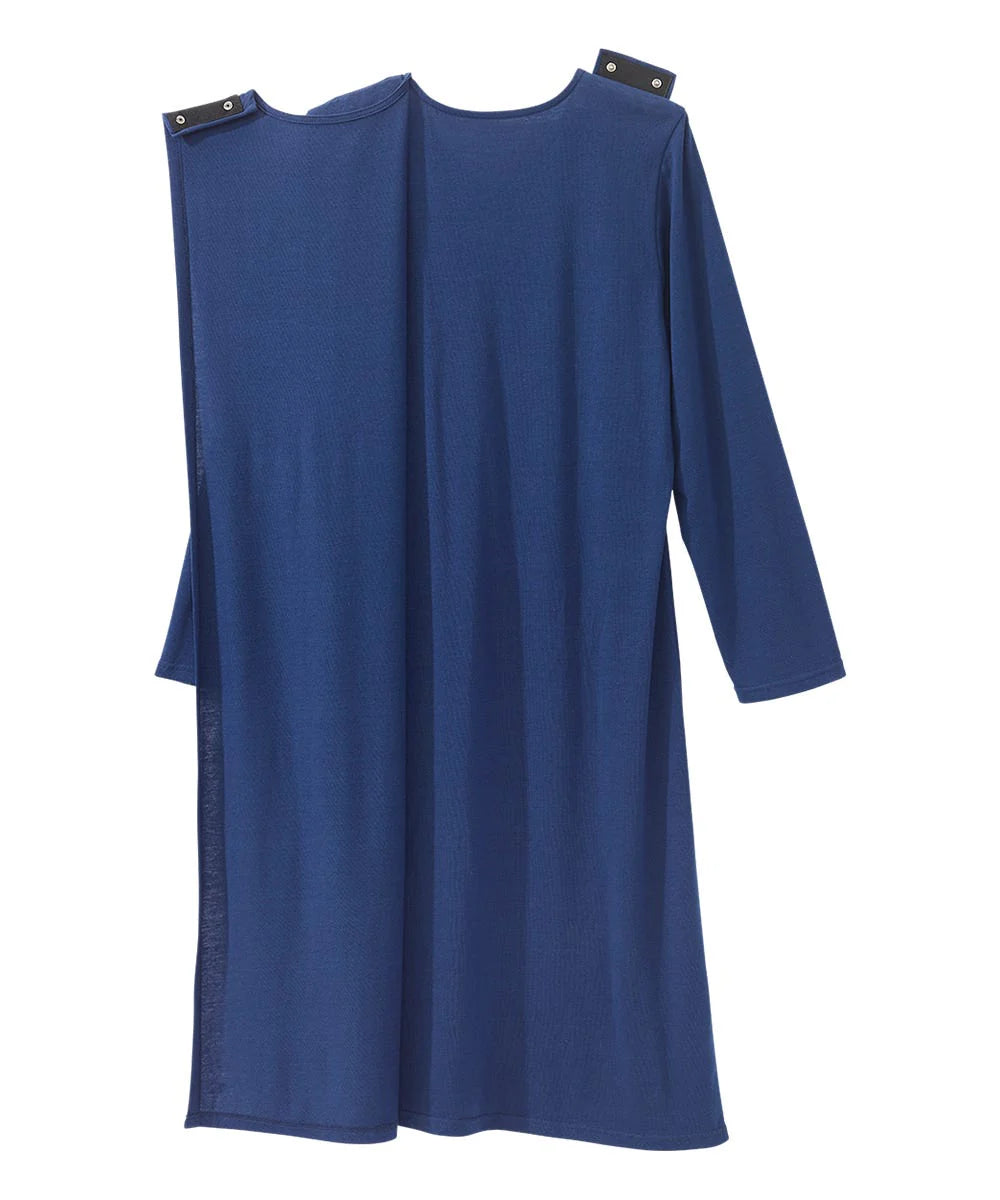 Women's Lace Trim Nightgown with Back Overlap blue semi opened