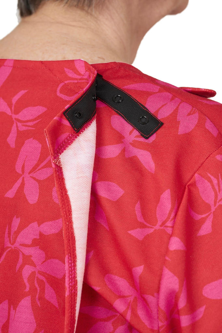 Women's Open-Back Floral Knit Shirt for Assisted Dressing | Easy-Dress Snap Closure Adaptive Top