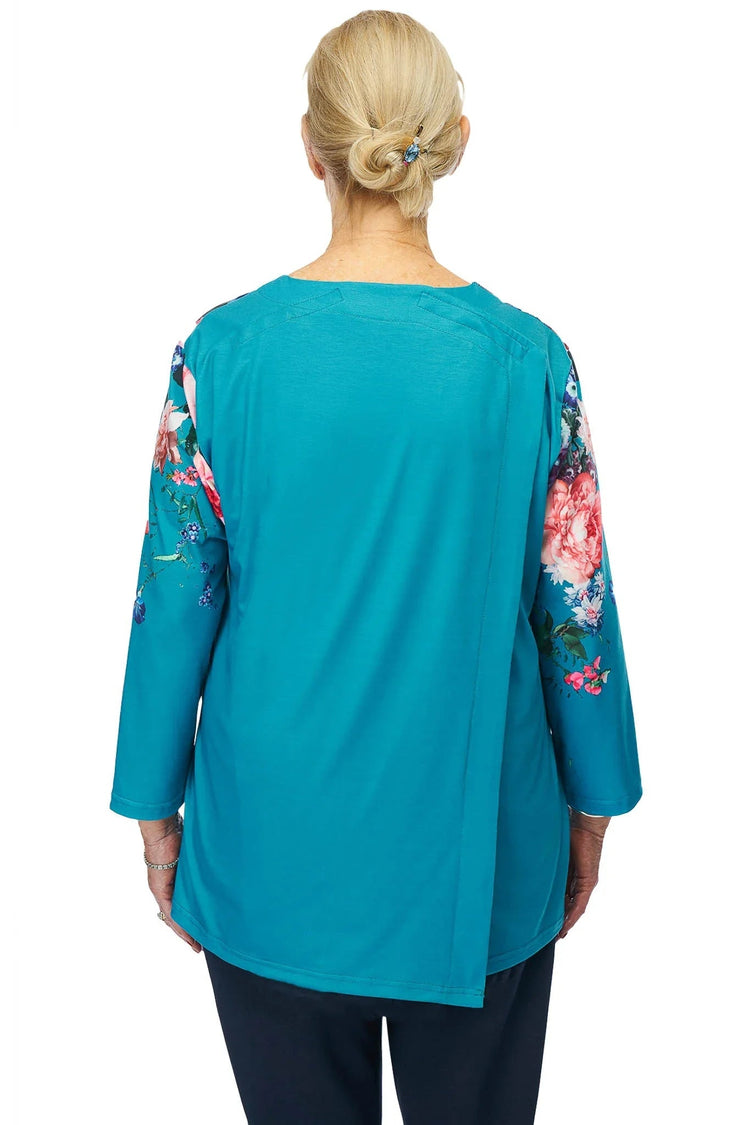 Women's Easy-Access Open-Back Floral Snap Top | Adaptive Clothing for Assisted Dressing