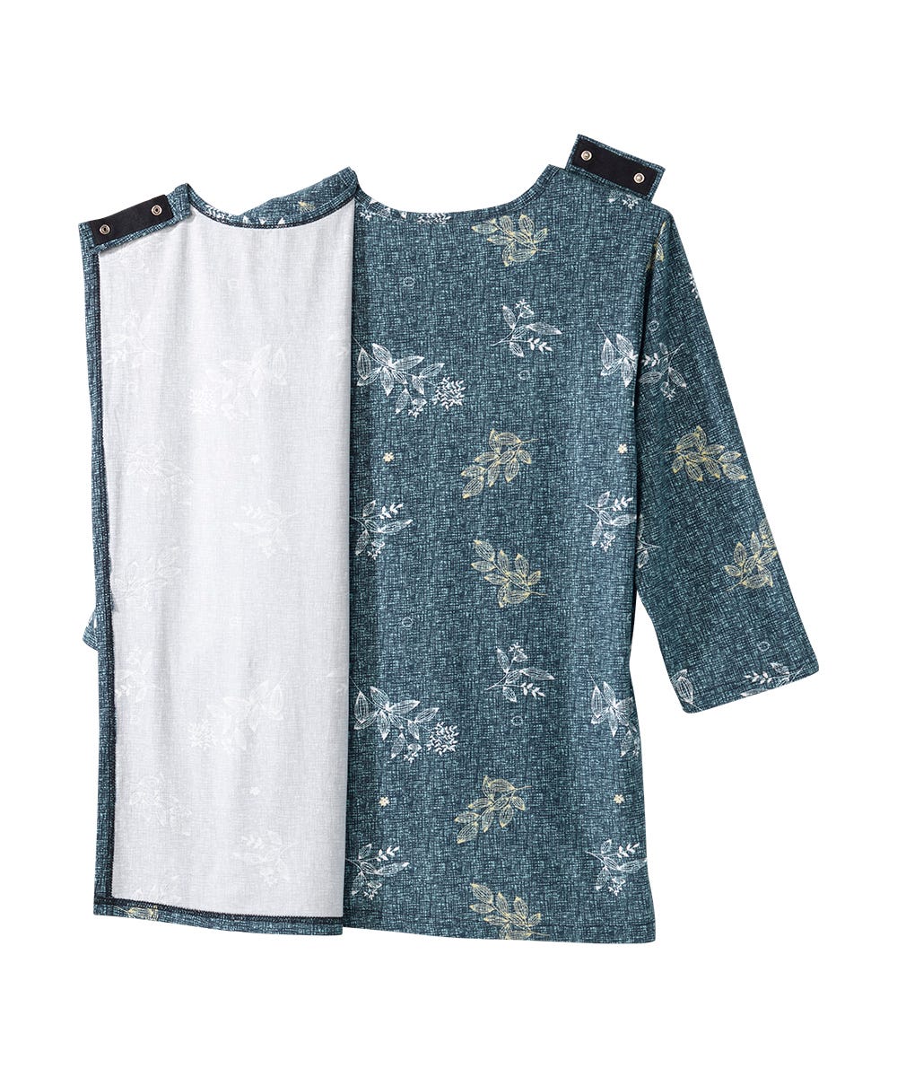 Women's Faux Button Top with Back Overlap Semi Open Back