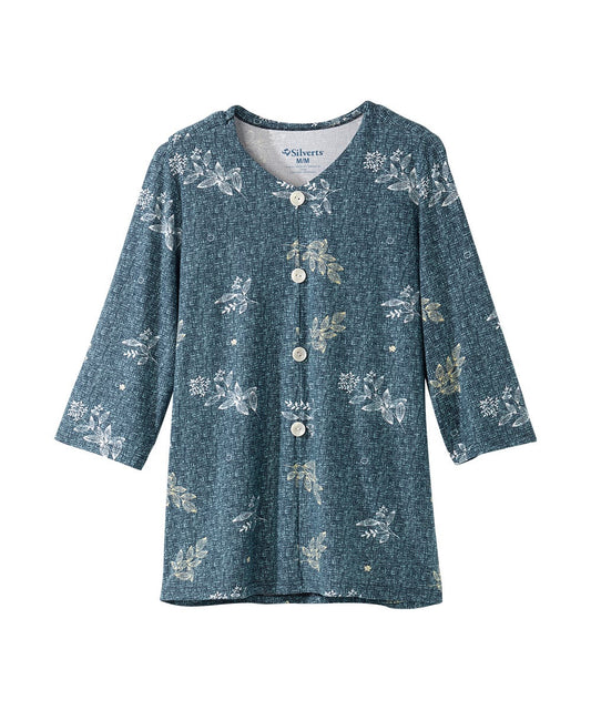 Women's Faux Button Top with Back Overlap Front