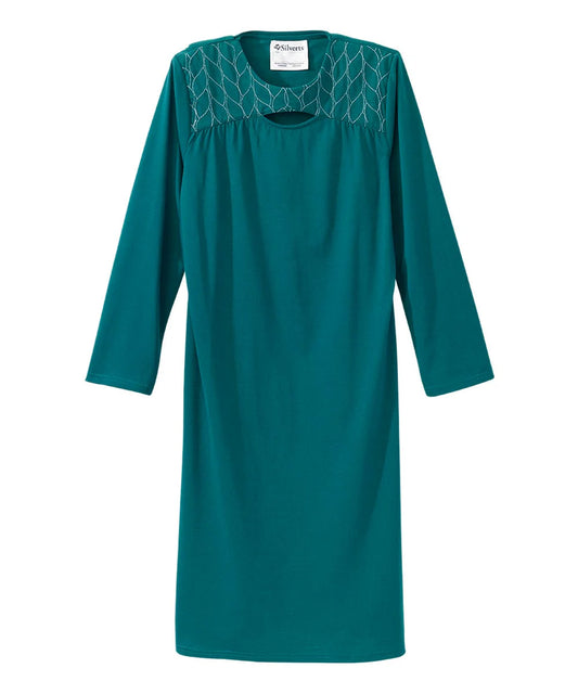 Women's Keyhole Dress with Back Overlap teal front