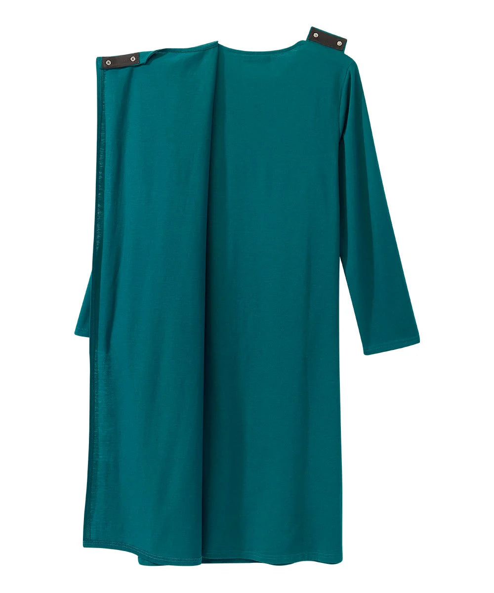 Women's Keyhole Dress with Back Overlap teal semi open back