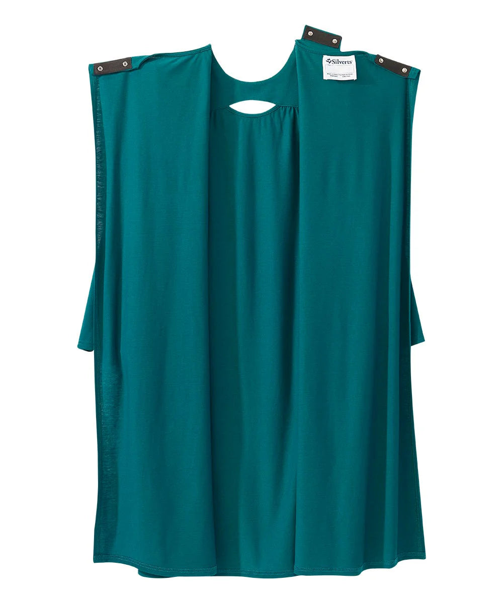 Women's Keyhole Dress with Back Overlap teal open back