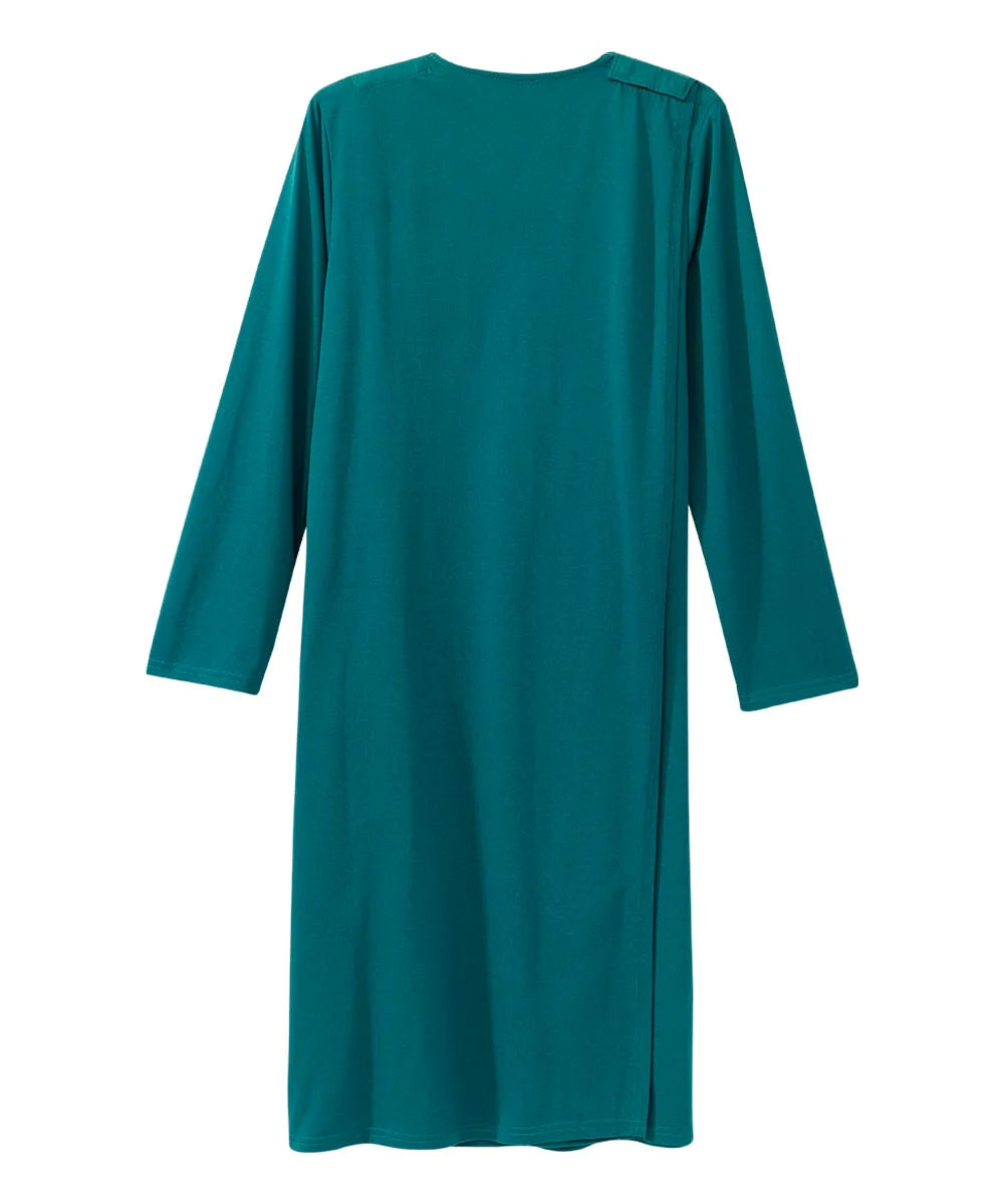 Women's Keyhole Dress with Back Overlap teal closed back