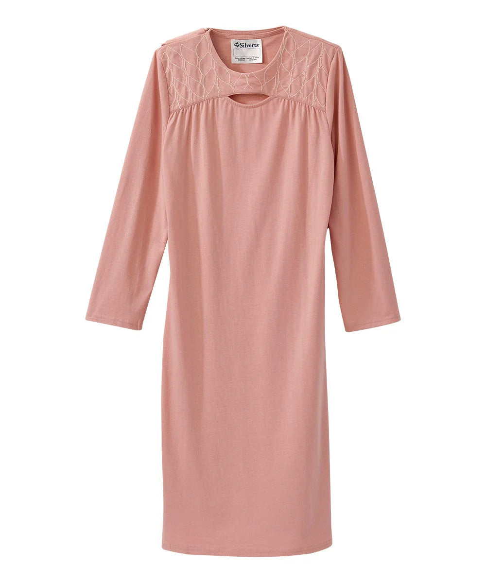 Women's Keyhole Dress with Back Overlap pink front