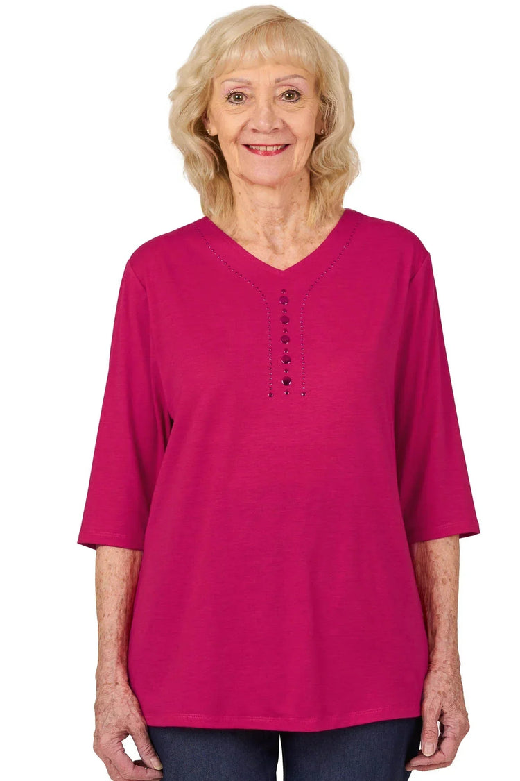Women's Open-Back Decorative Front Knit Shirt for Assisted Dressing | Easy-Dress Snap Closure Adaptive Top