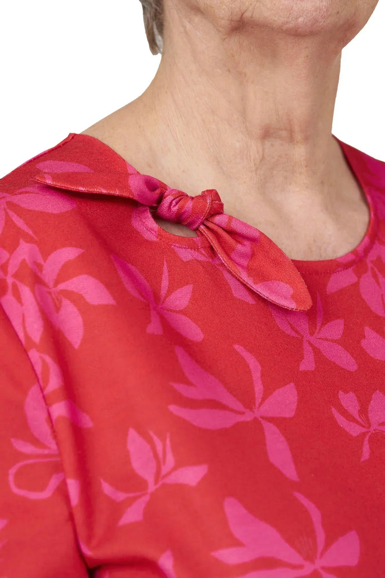 Women's Open-Back Floral Knit Shirt for Assisted Dressing | Easy-Dress Snap Closure Adaptive Top