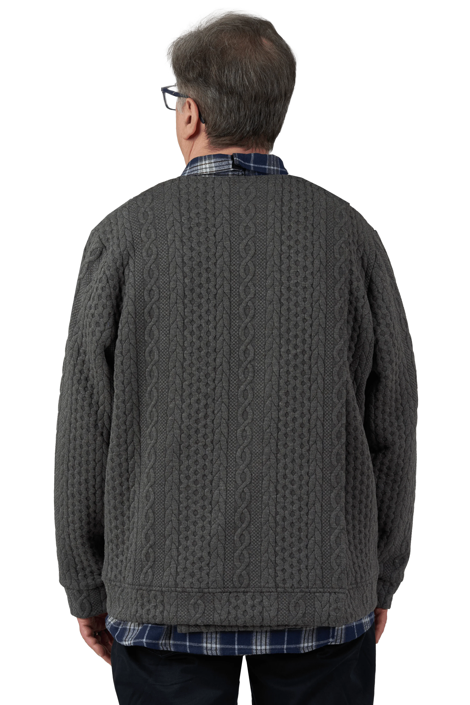 Adaptive Cardigan - Eddy | Charcoal, back view