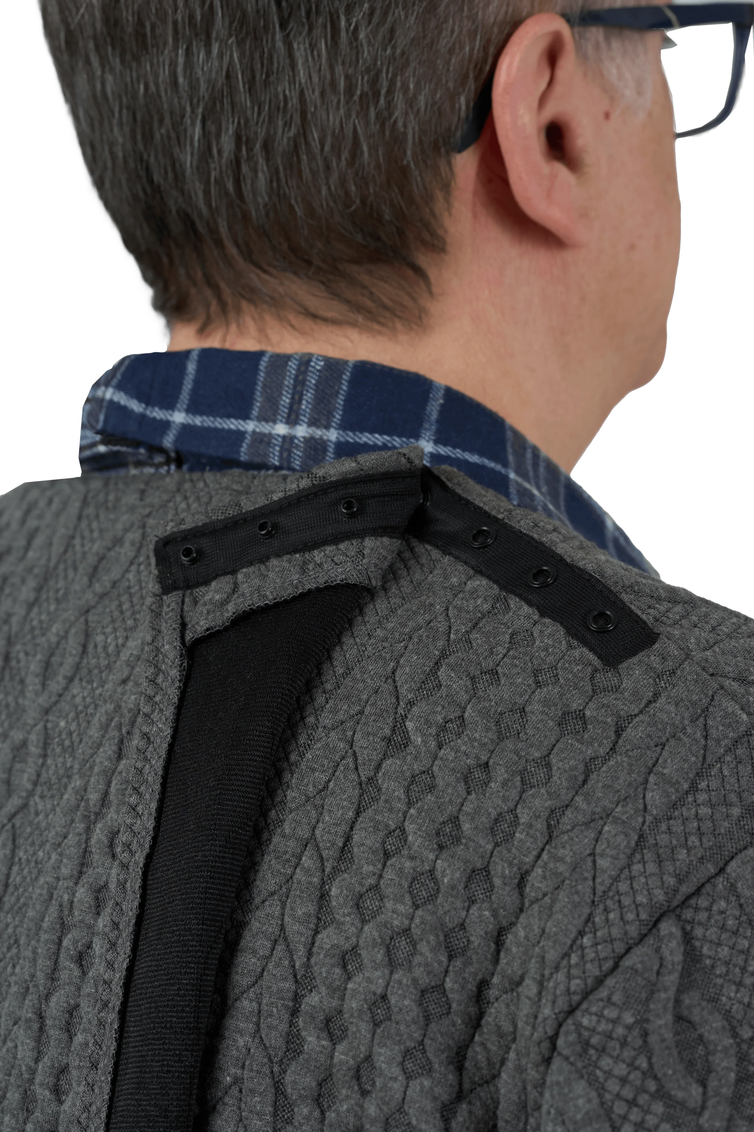 Adaptive Cardigan - Eddy | Charcoal, back opening detail