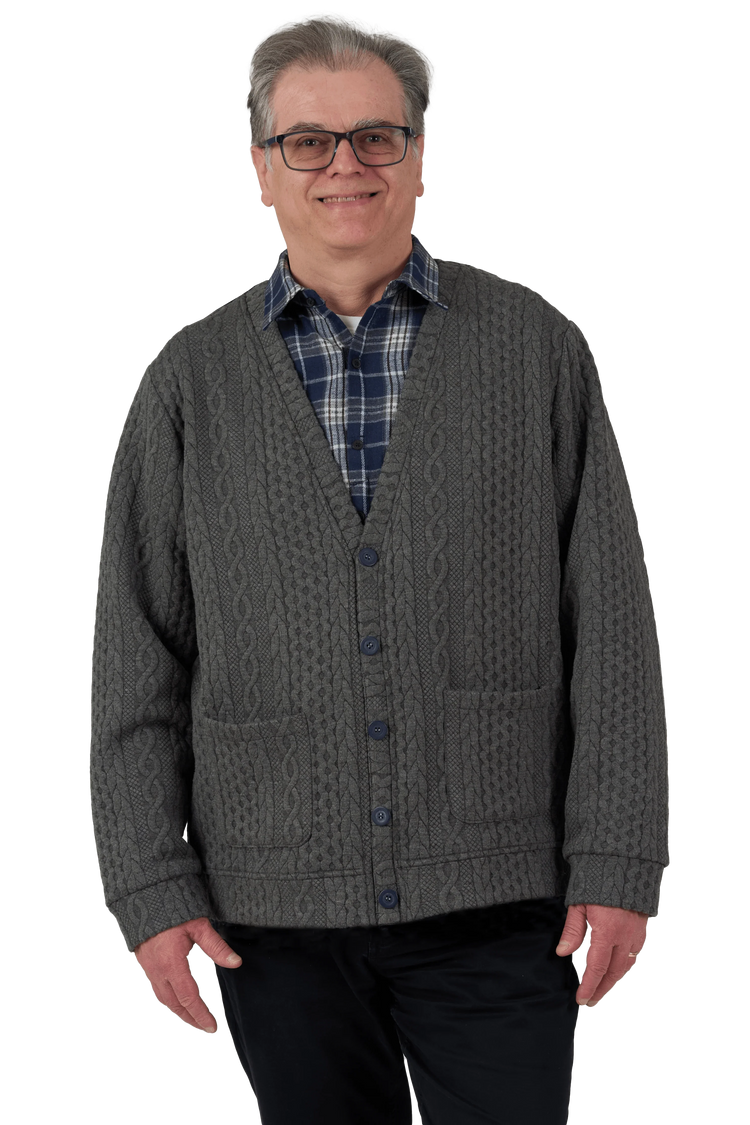Adaptive Cardigan - Eddy | Charcoal, front detail 2