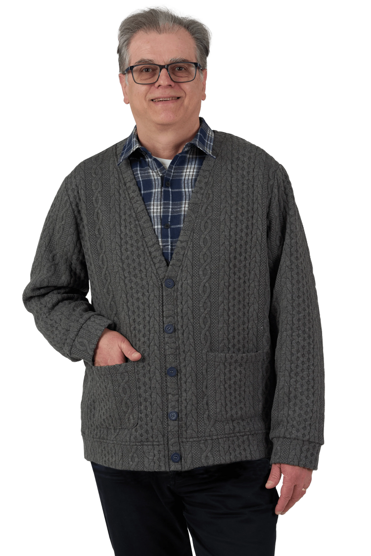 Adaptive Cardigan - Eddy | Charcoal, front detail