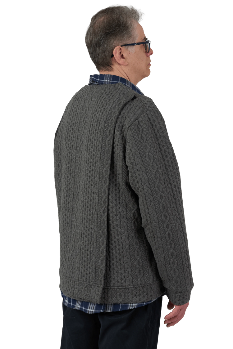Adaptive Cardigan - Eddy | Charcoal, side view