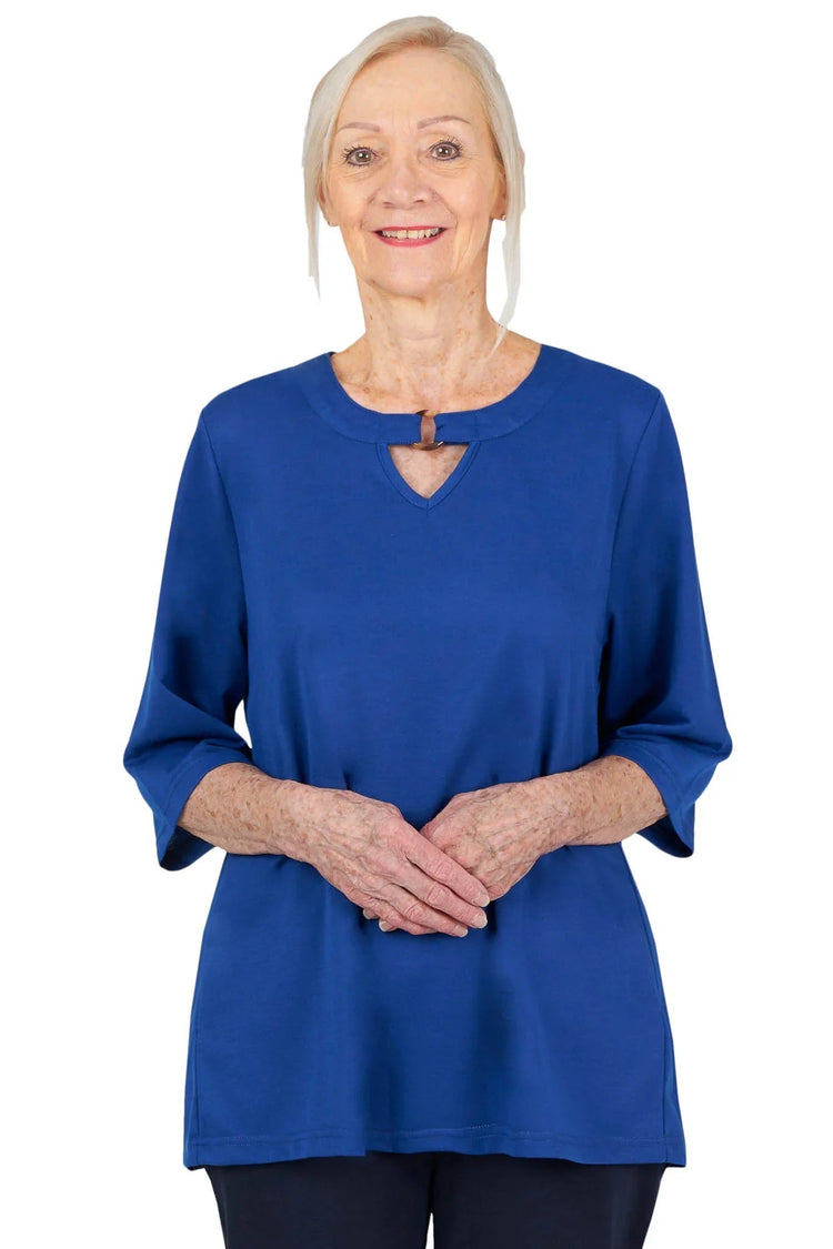 Women's Easy-Access Open-Back Snap Closure Shirt for Assisted Dressing | Lightweight Terry Knit Adaptive Top