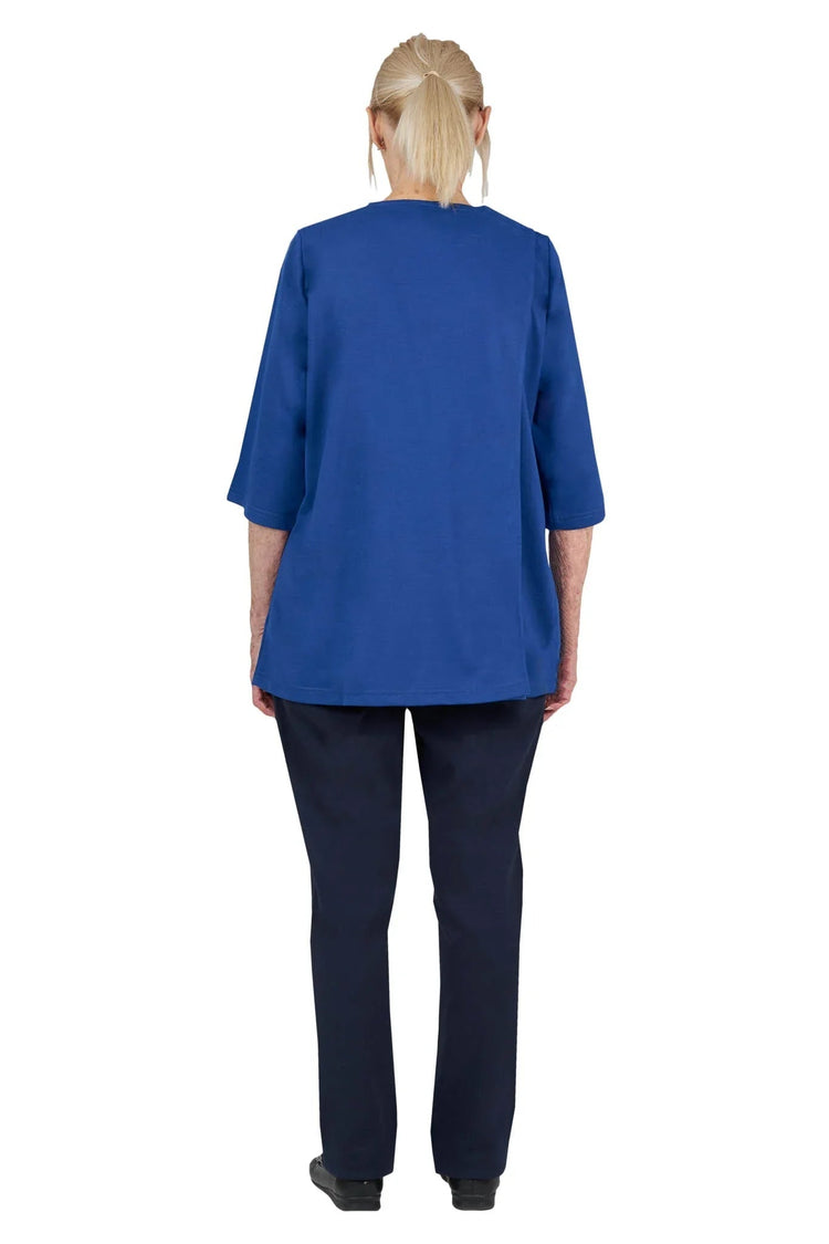 Women's Easy-Access Open-Back Snap Closure Shirt for Assisted Dressing | Lightweight Terry Knit Adaptive Top