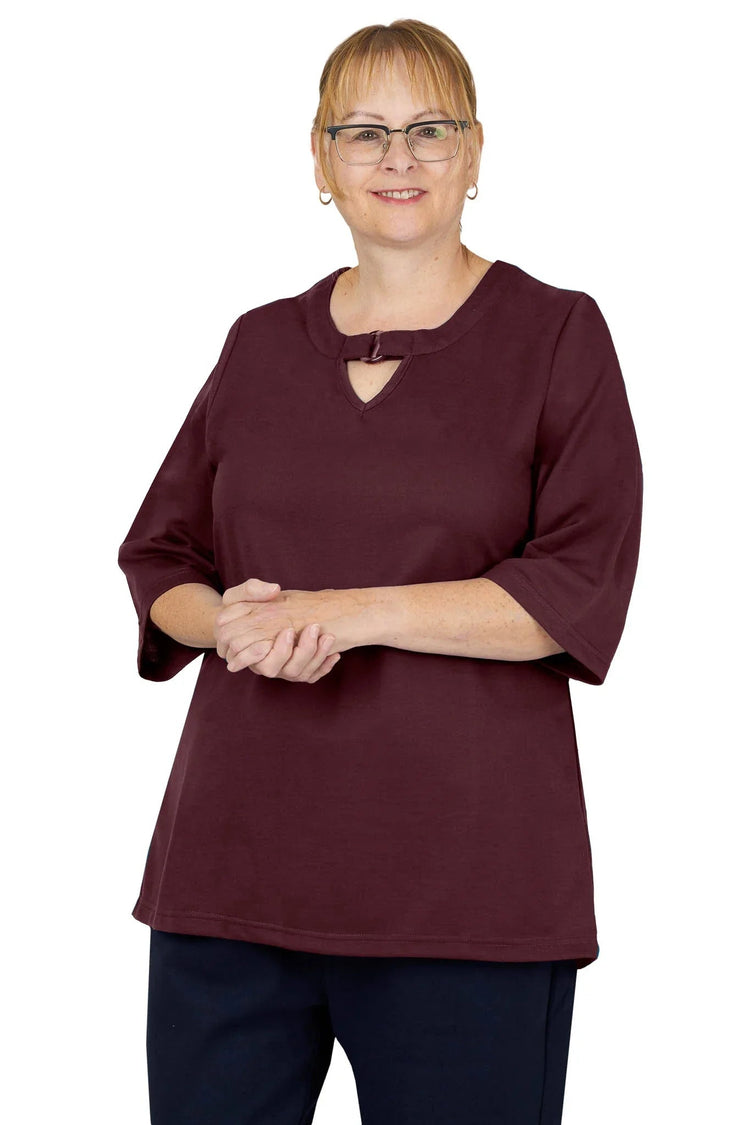 Women's Easy-Access Open-Back Snap Closure Shirt for Assisted Dressing | Lightweight Terry Knit Adaptive Top
