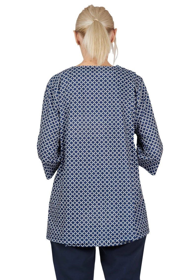 Women's Easy-Access Open-Back Snap Closure Shirt for Assisted Dressing | Lightweight Terry Knit Adaptive Top