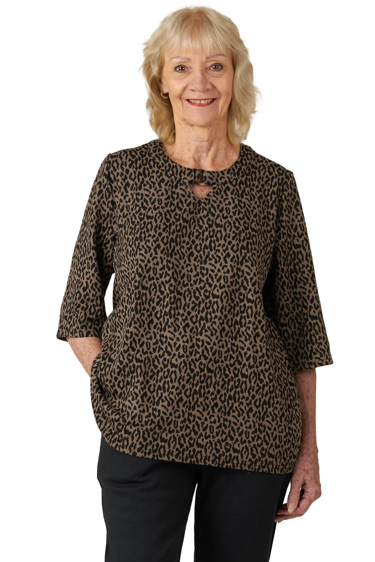 Women's Easy-Access Open-Back Snap Closure Shirt for Assisted Dressing | Lightweight Terry Knit Adaptive Top