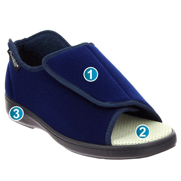 Unisex Extra Wide Open-Front Adjustable Shoes with Easy Closures | Lightweight Washable Footwear for Post-Surgery, Edema & Diabetic Feet