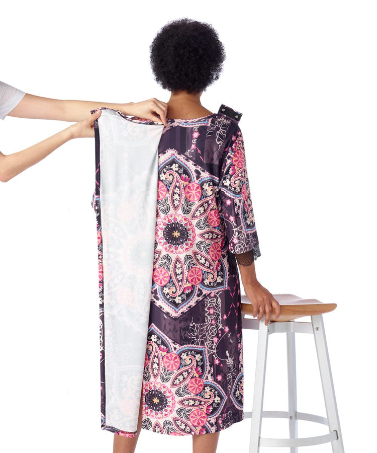 Women's Lace Night Dress with Back Overlap