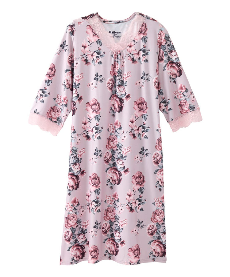 Women's Lace Night Dress with Back Overlap