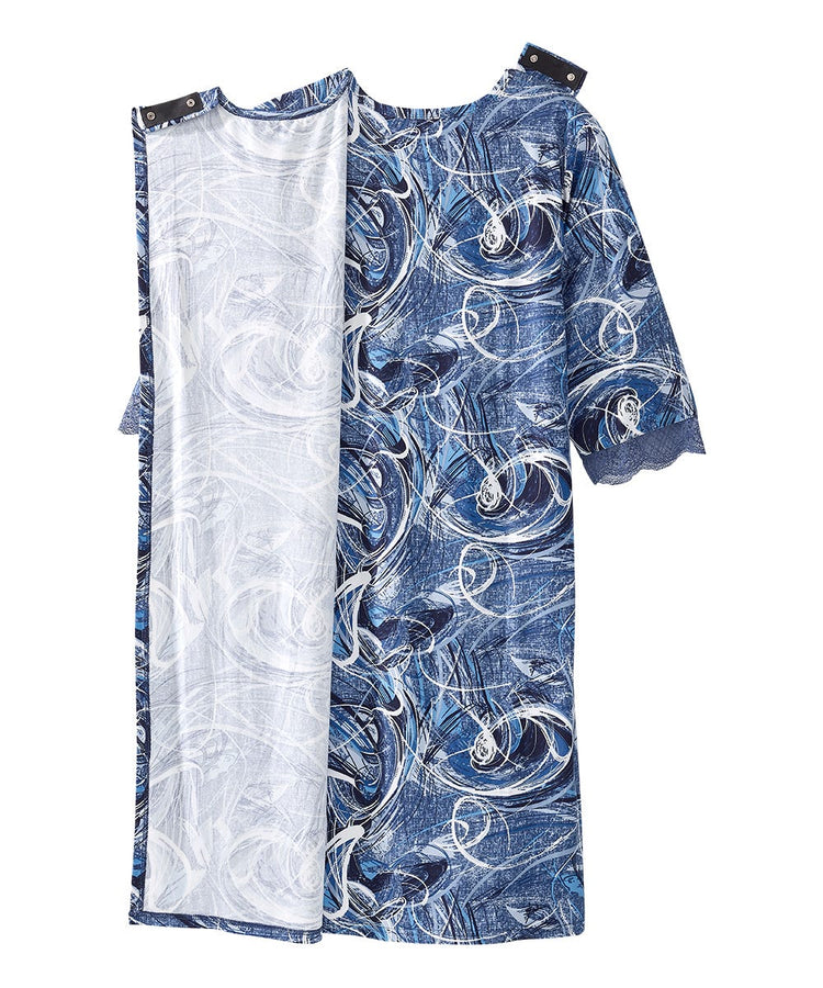 Women's Lace Night Dress with Back Overlap