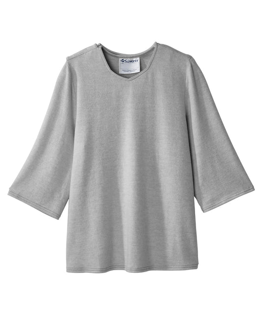 Grey diamond neck top with loose long sleeves