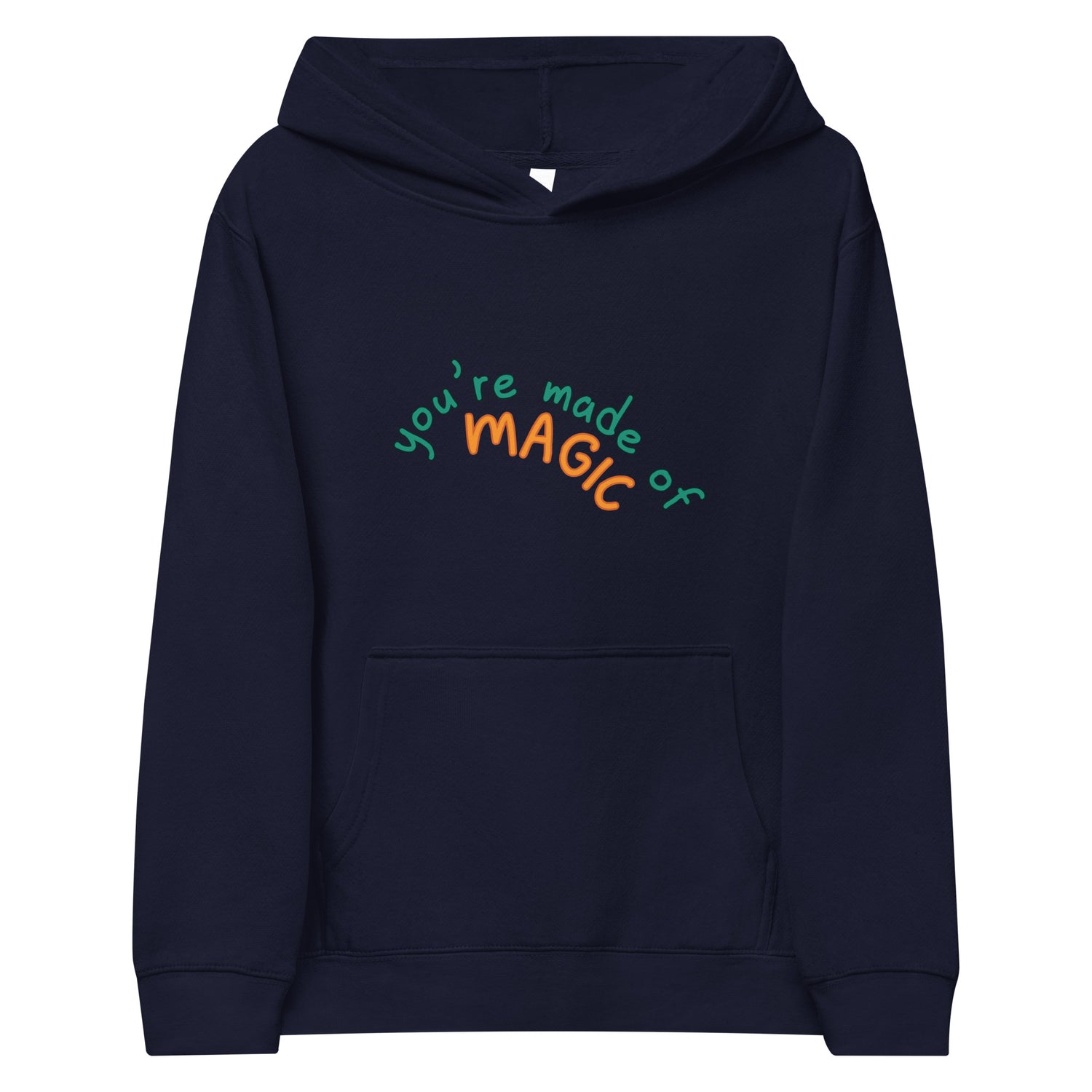 Indigo Kidswear hoodie featuring a " you're made of Magic" design with pockets at front.