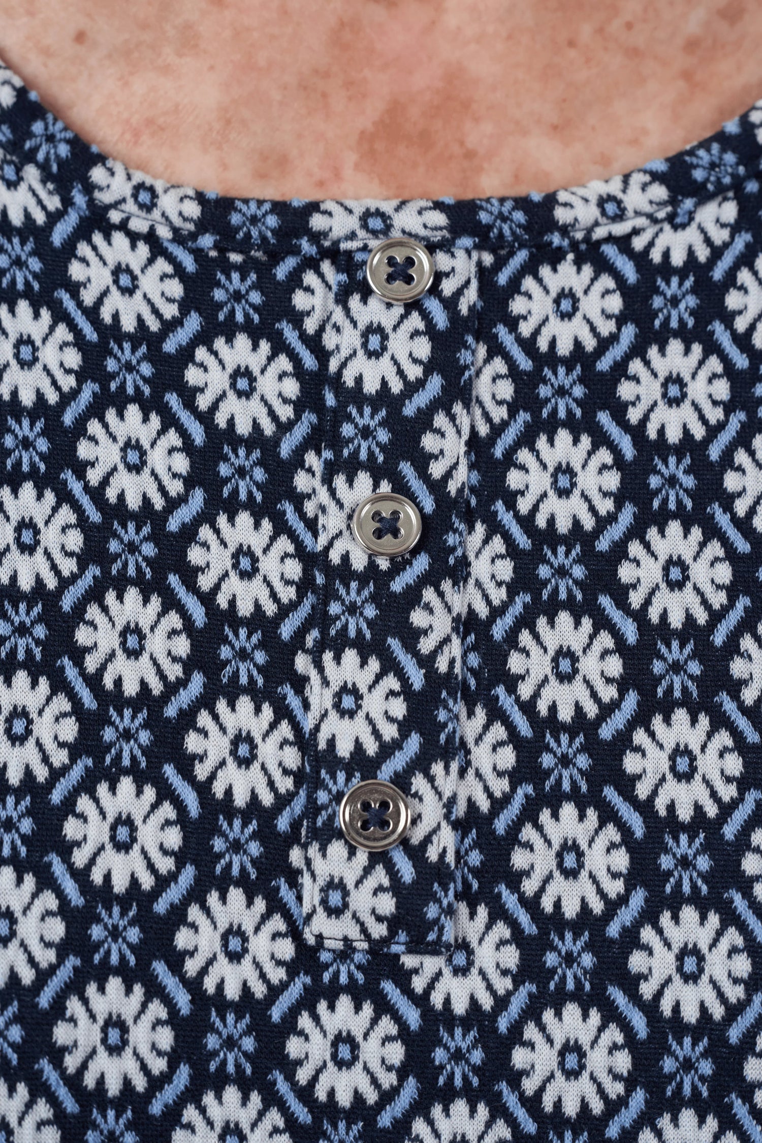Adaptive Dress - Lucy | Navy, front placket detail