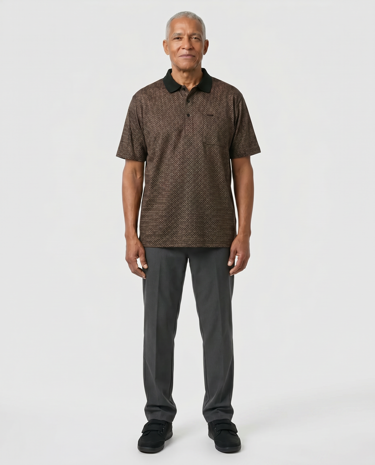 Adaptive Polo Shirt - Ralfie | Tan, front view
