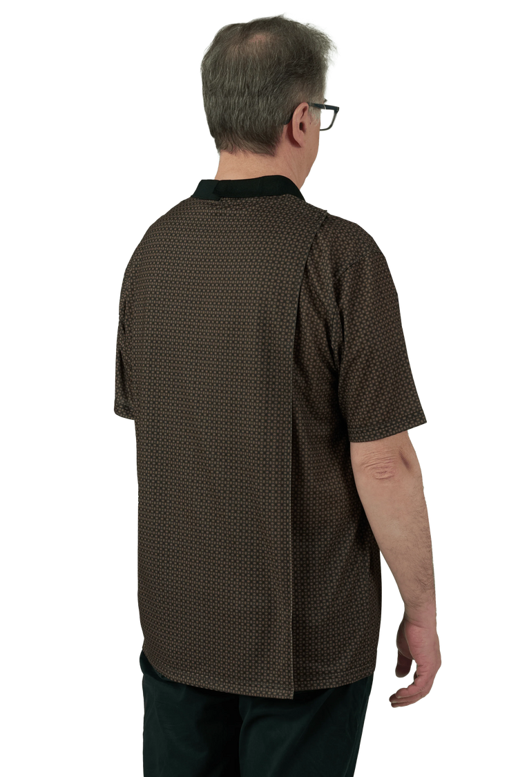 Adaptive Polo Shirt - Ralfie | Tan, back side view