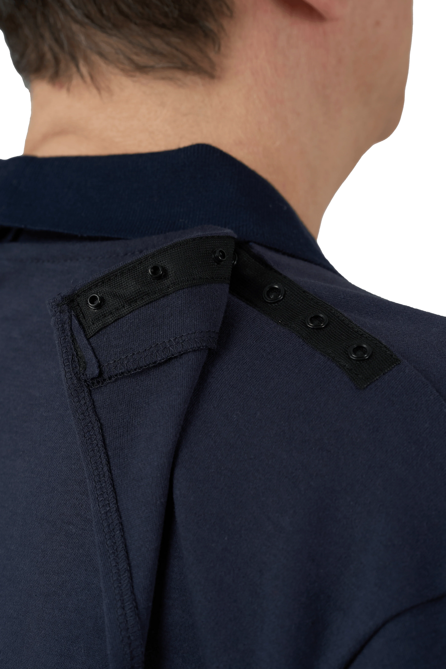 Adaptive Polo Shirt - Thomas | Navy, back attachment detail