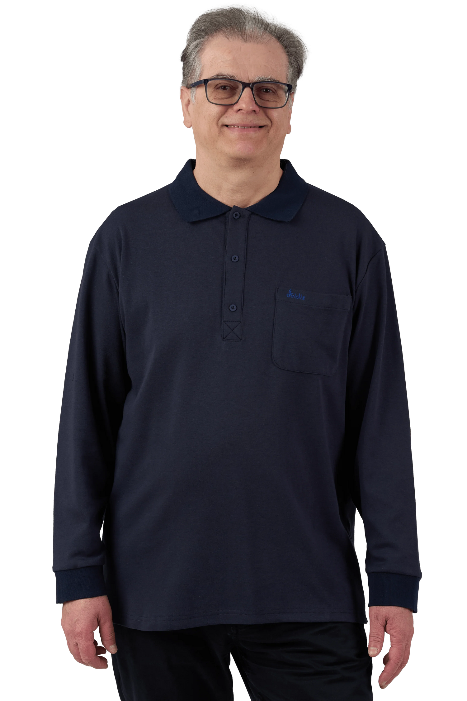 Adaptive Polo Shirt - Thomas | Navy, front detail 2