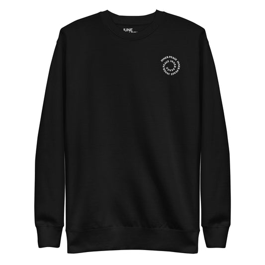 Black Crewneck Sweatshirt with "Inner peace" design, for a positive mindset.