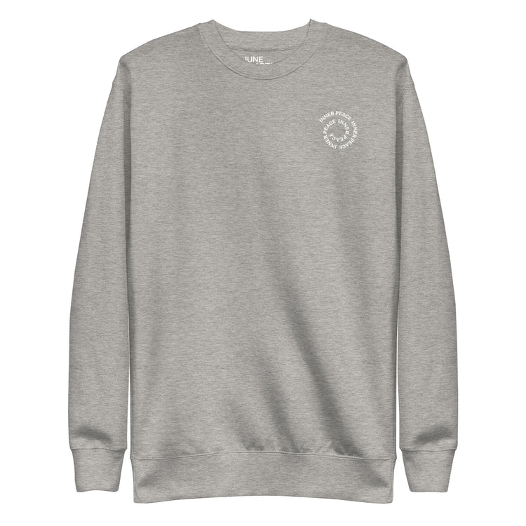 Grey Crewneck Sweatshirt that helps feel better every day with "Inner peace".