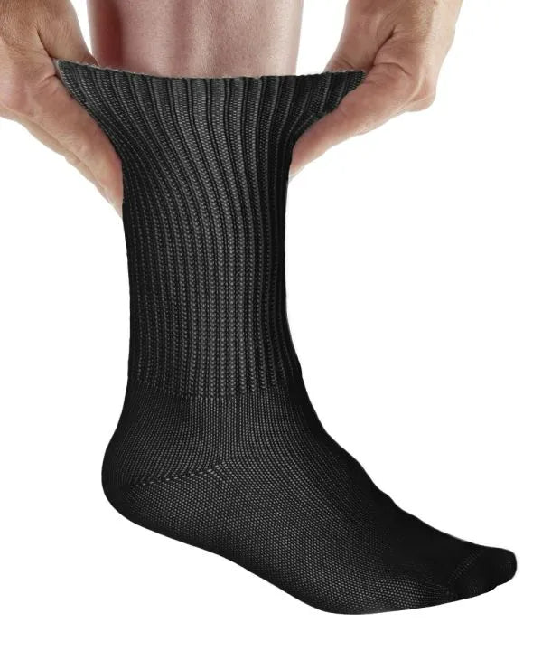 Black Unisex Diabetic Everyday Crew Socks