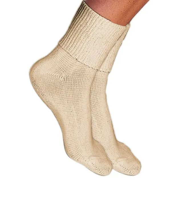 Cream Unisex Diabetic Everyday Crew Socks