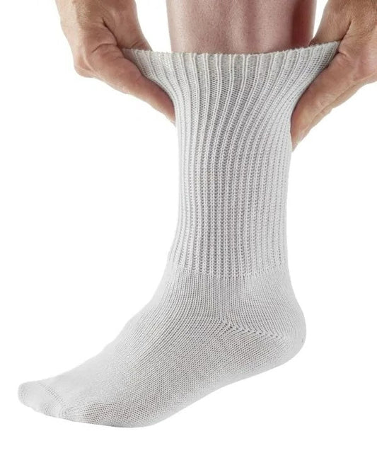 White Unisex Diabetic Everyday Crew Socks
