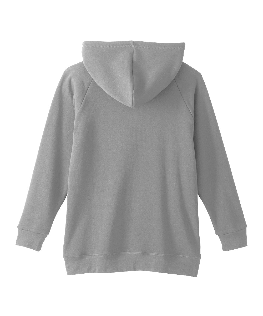 Back of womens grey hoodie