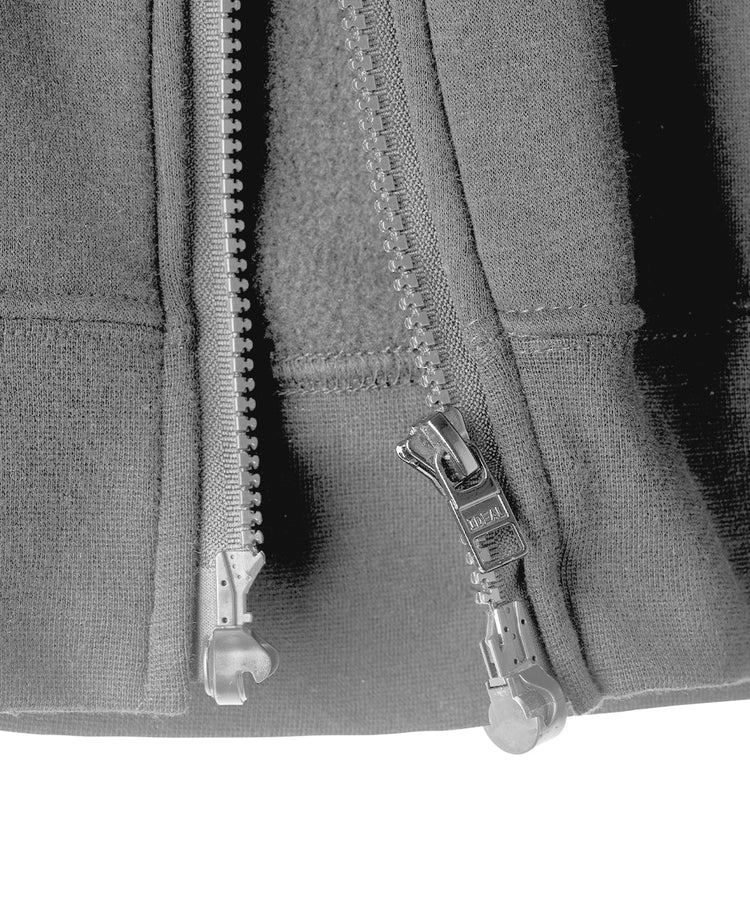 Detail of grey magnetic zipper