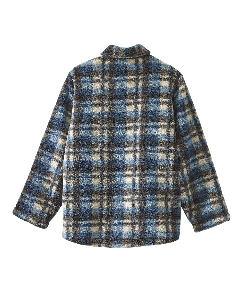 Women's Shacket with Magnetic Button Front Blue Plaid