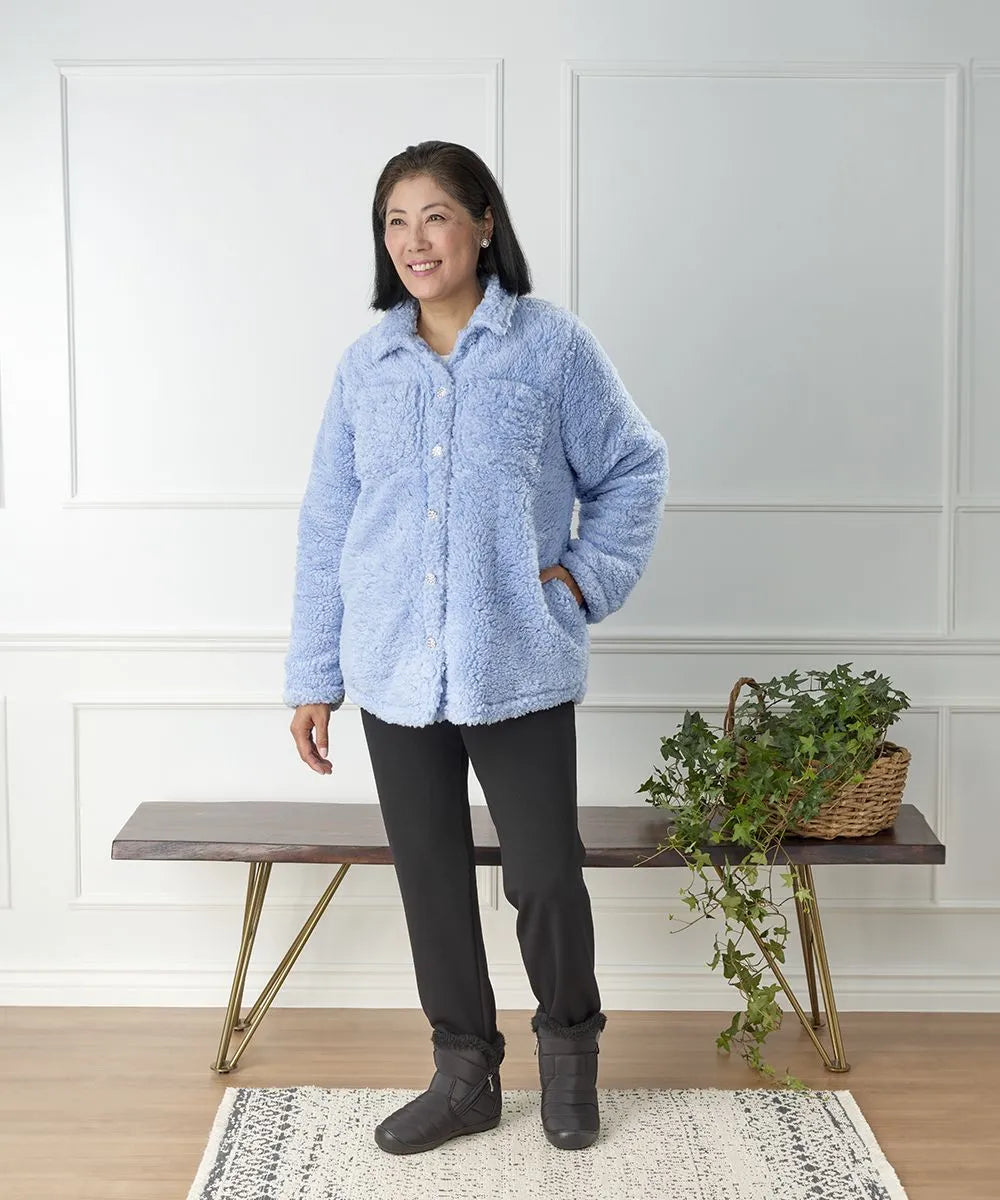 Women's Shacket with Magnetic Button Front Sky Blue