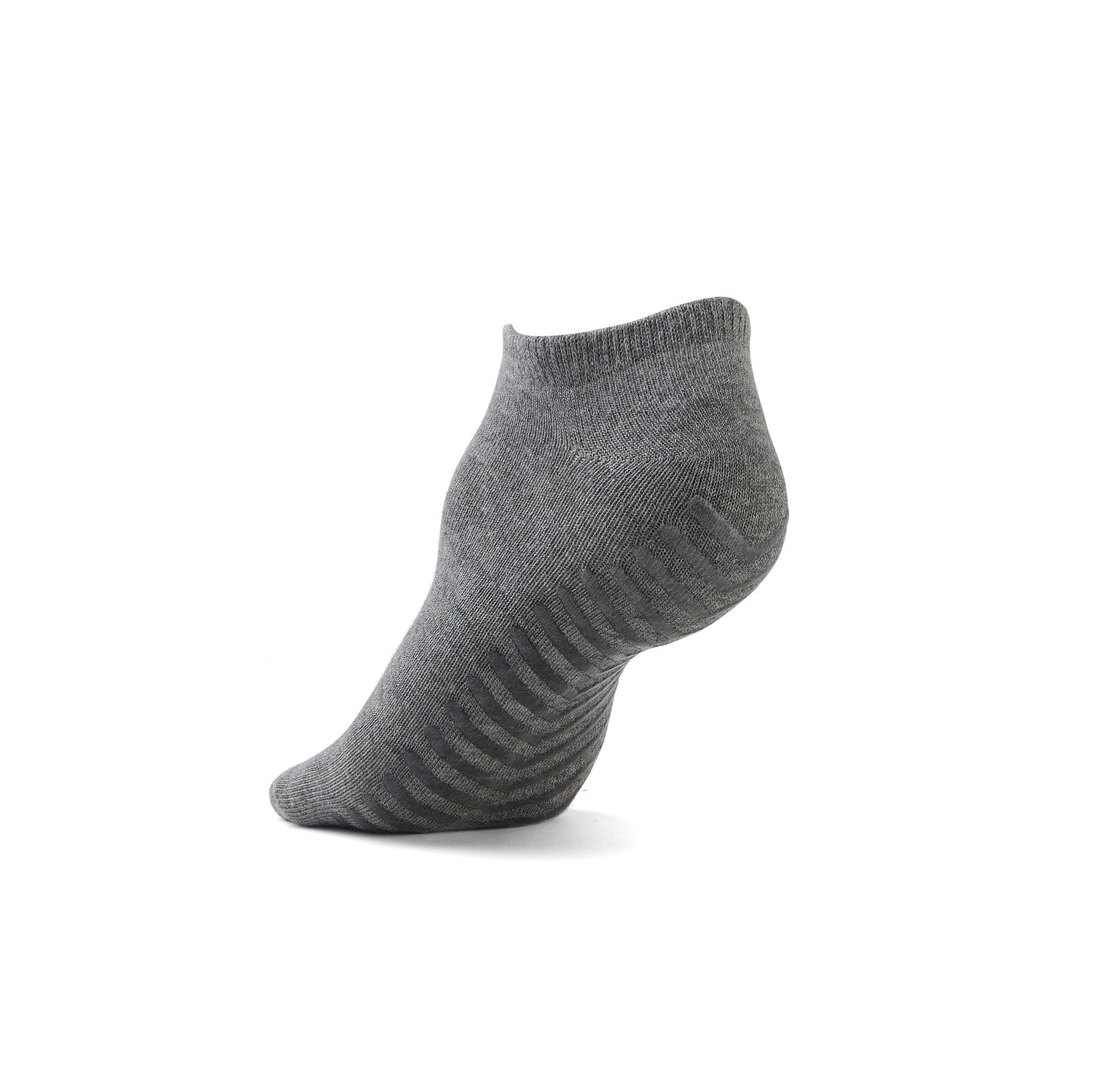 Light grey anti slip ankle socks made of ultra soft cotton with sticky grips.