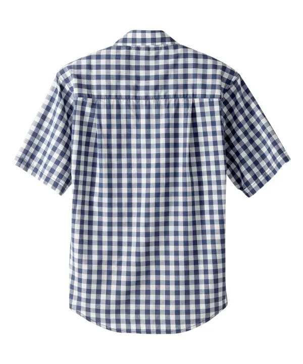 Blue Gingham short sleeve magnetic shirt
