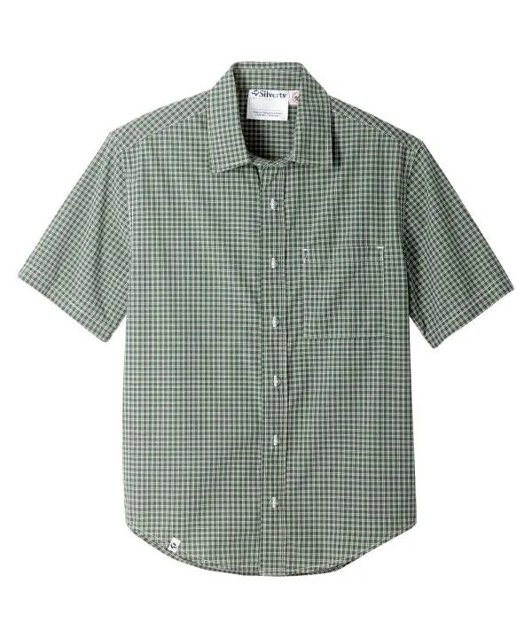 Green Gingham short sleeve magnetic shirt
